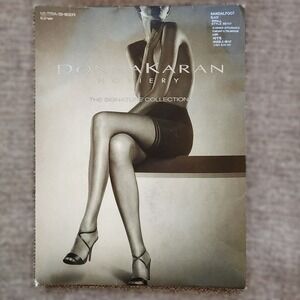 Donna Karan Black Ultra Sheer Toner Hosiery Pantyhose Signature Collection Small